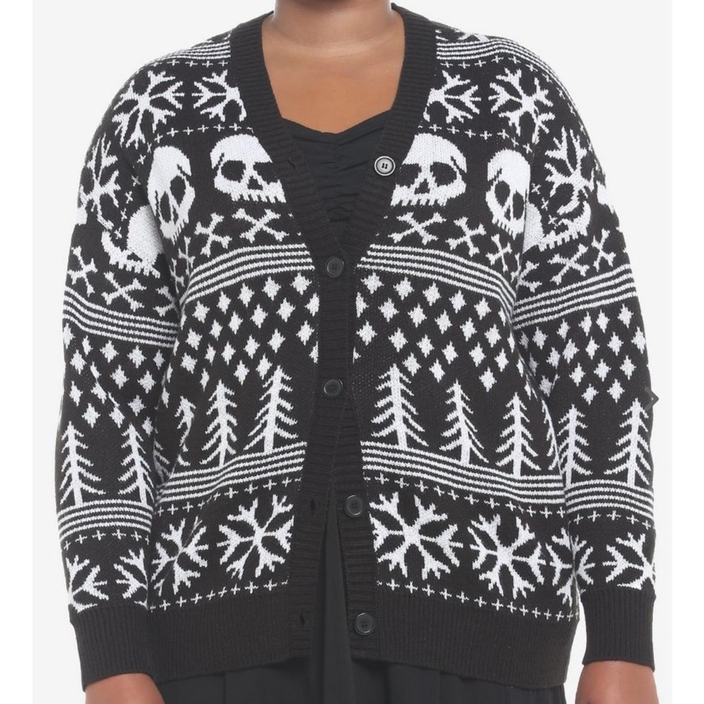 Hot topic Skulls & Bones Fair Isle Girls Oversized Cardigan Plus Size